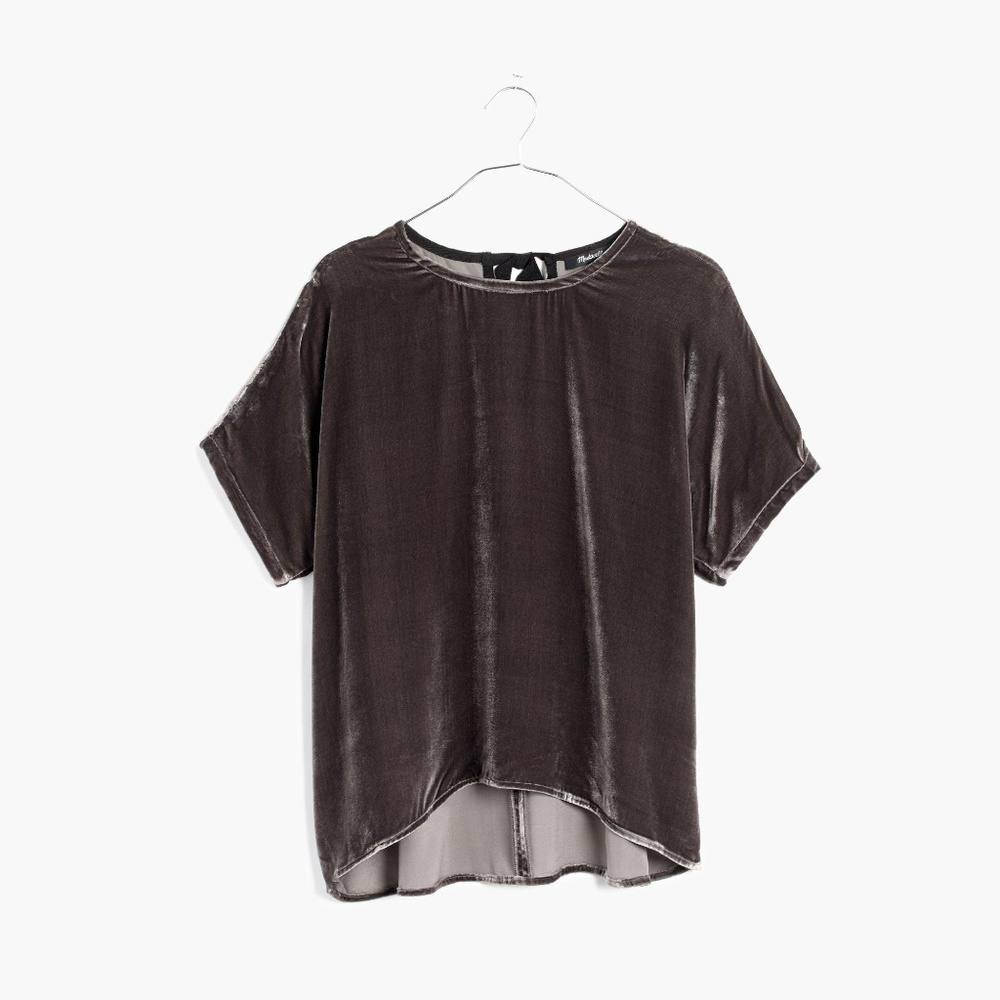 velvet bow-back top